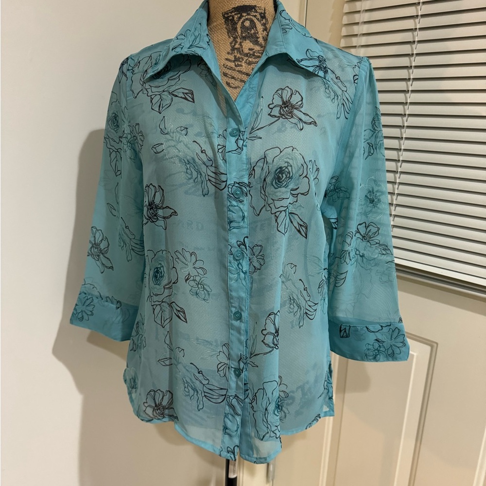 Croft & Barrow sea / Moss green sheer top size M